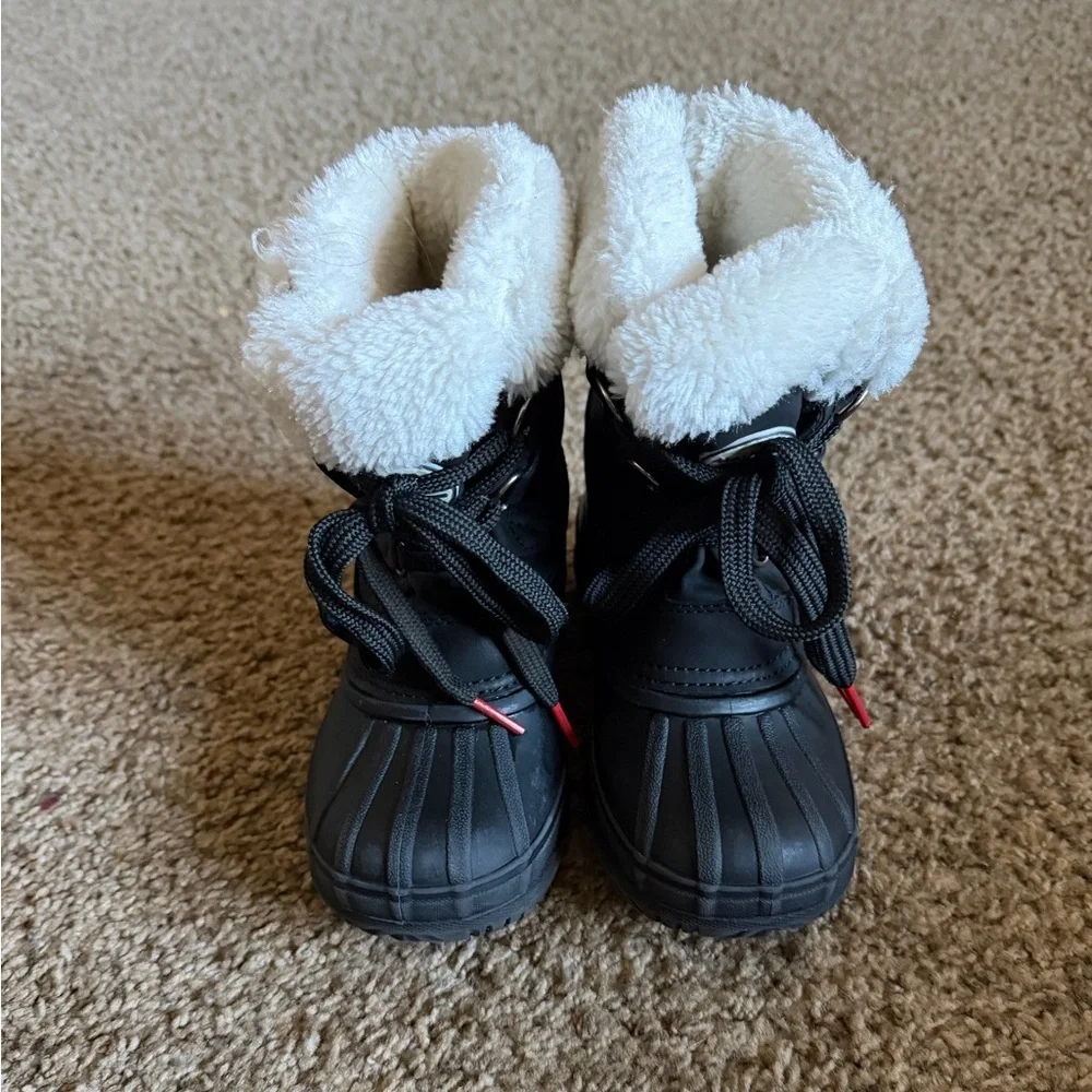 Nautica Toddler Boys Ayce Faux Fur Snow Boots 12 Black